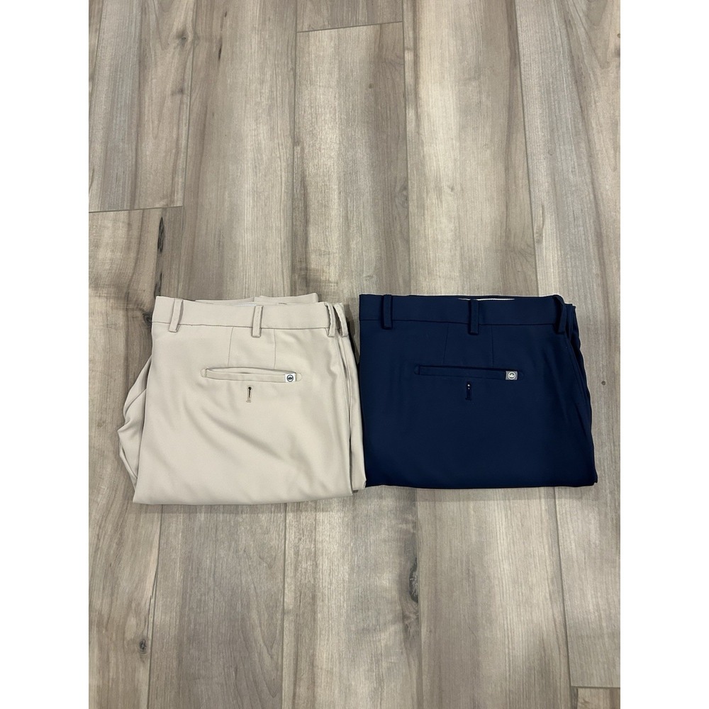 Peter Millar Crown Sport Golf Pants Navy Tan 42x30 Performance Chino Golf Lot